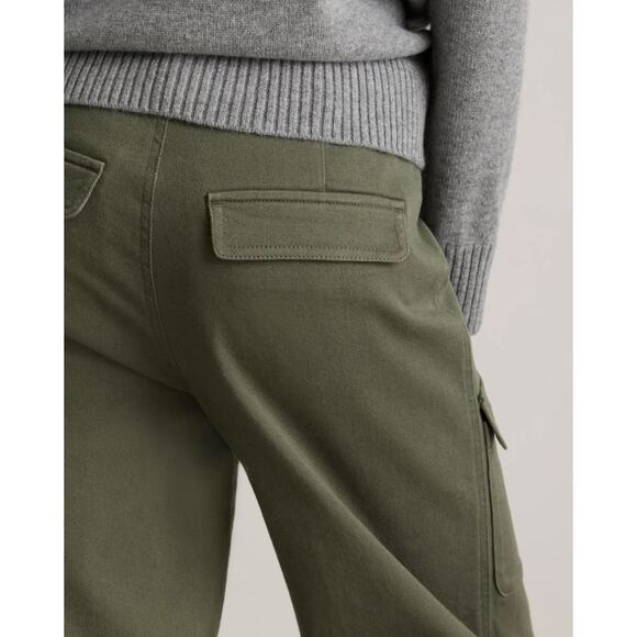 Quince NWT Organic Stretch Cotton Twill Cargo Pants Loden Green Sz 8 Sustainable - Picture 3 of 16
